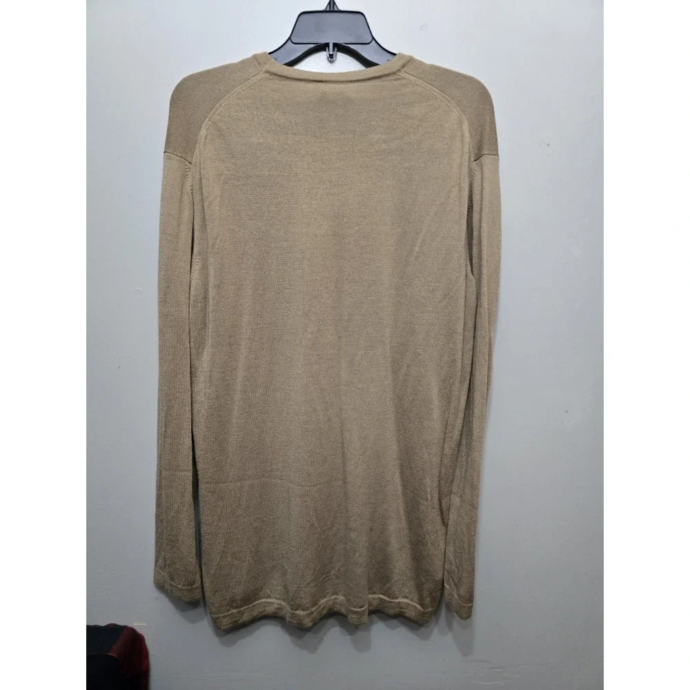 Henri Bendel Classics Tan Beige Extrafine Merino Wool Crewneck Sweater Womens M